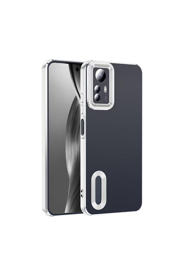 Kılıftech Redmi Note 12S Kılıf Kamera Korumalı Logo Gösteren Kth Omega Kapak - Gümüş - Image 1