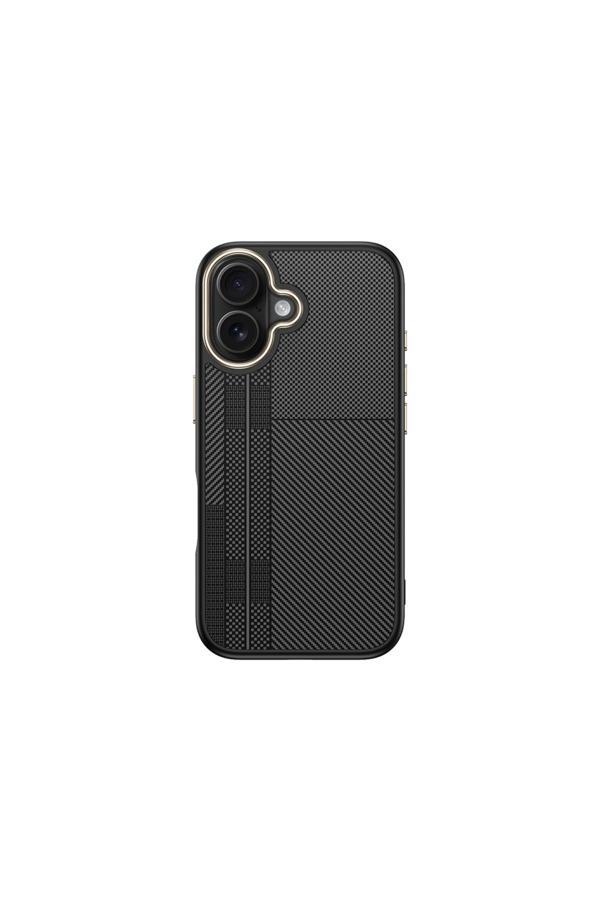 Zore İphone 16 Kılıf M-Safe Şarj Özellikli Karbon Fiber Görünümlü Tdom Antina Kapak - Siyah-Gri - Image 1