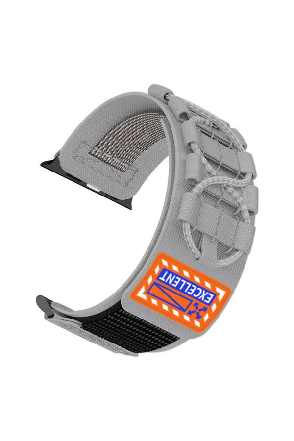 Kılıftech Apple Watch Ultra 49Mm Zore Krd-112 Orbital Örgülü Halat Tasarımlı Naylon Kumaş Hasır Kordon-Gri - Image 1