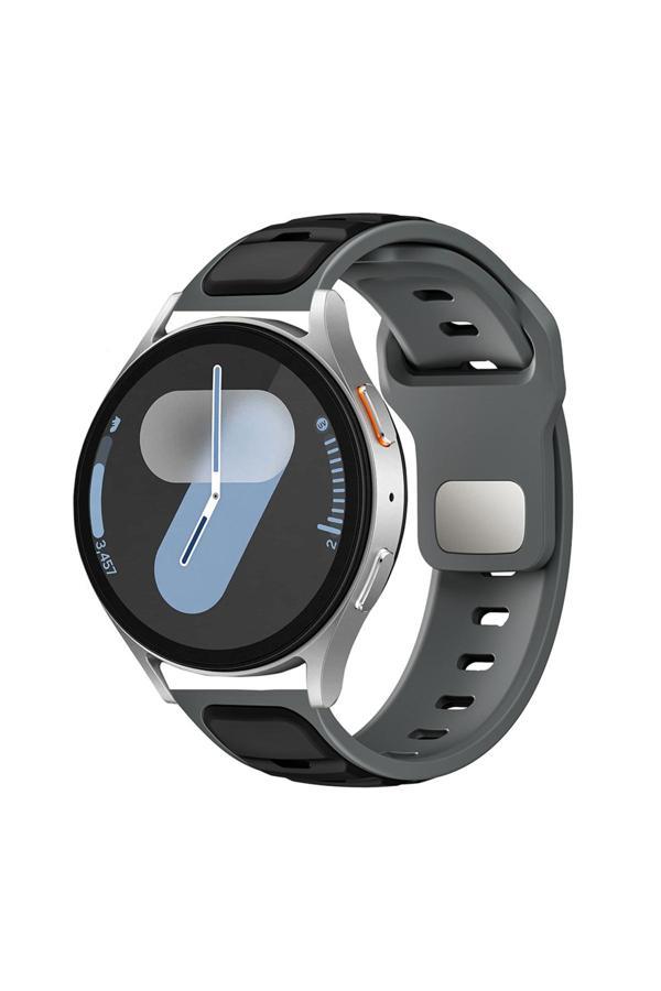 Nüanstek Galaxy Watch 46Mm Zore Krd-135 22Mm Silikon Kordon Strap Kayış - Gri-Siyah - Image 1