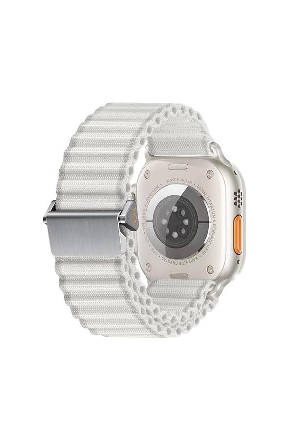 Bulut Aksesuar Watch 7 45Mm Uyumlu Zore Krd-123 Naylon Kumaş Hasır Örgülü Kordon-Beyaz - Image 1