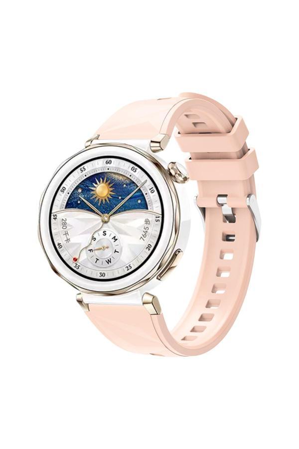 Kılıftech Huawei Watch Gt5 Pro 42Mm Uyumlu Zore Krd-129 Silikon Kordon Strap Kayış-Pembe - Image 1