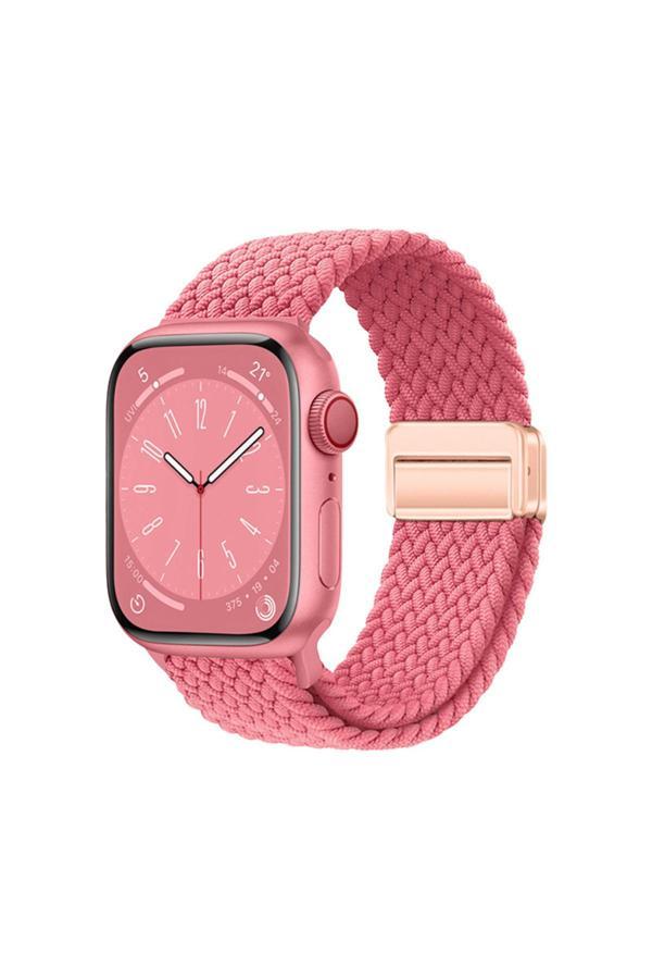 Riseofglc Watch 10 42Mm Zore Krd-134 Örgü Tasarımlı Hasır Kordon Strap Kayış - Pembe - Image 1