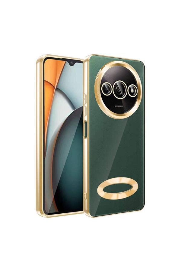 Kılıftech Xiaomi Redmi A3 4G 2024 Kılıf Kamera Korumalı Logo Gösteren Zore Omega Kapak-Gold - Image 1