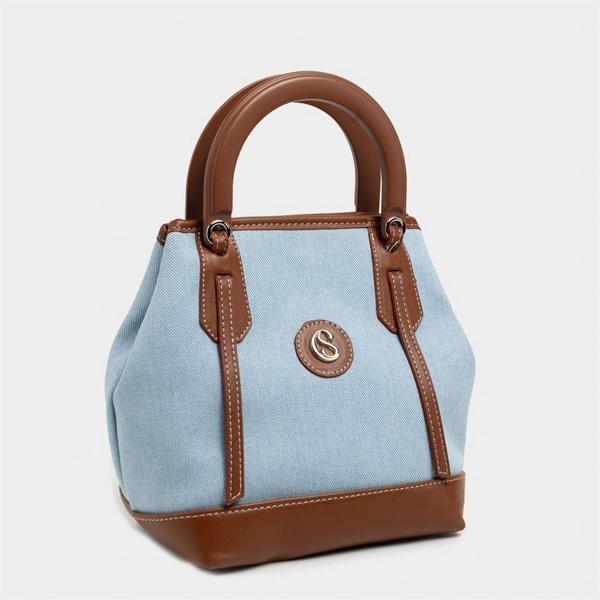 Classy Mini Keten Kadın Çanta Mavi - Image 1