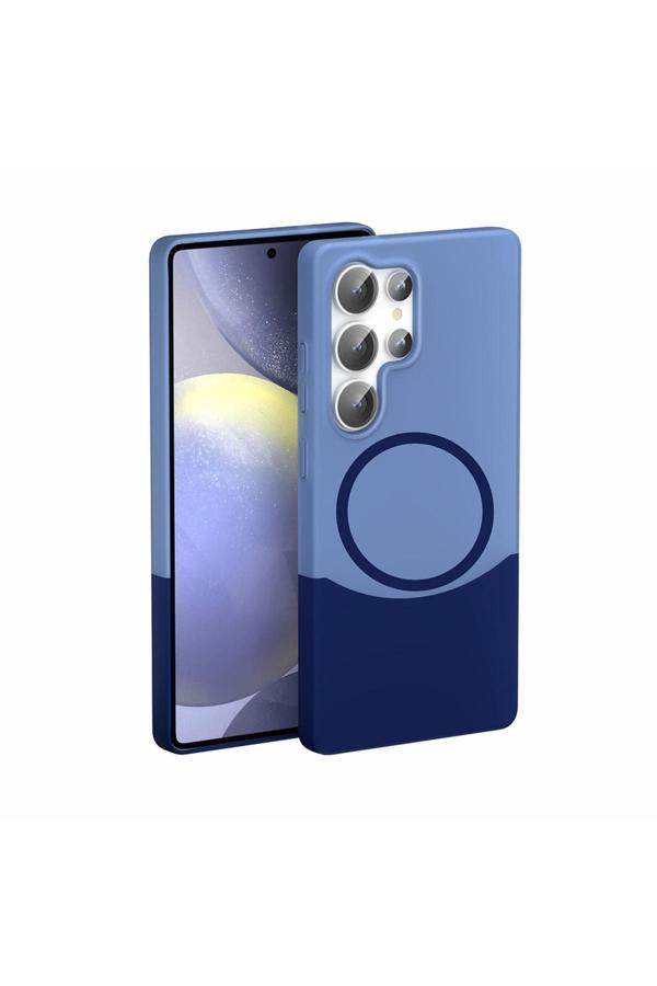 Zore Galaxy S24 Ultra Kılıf M-Safe Şarj Özellikli Mıknatıslı Sys Duble Kapak - Lacivert - Image 1