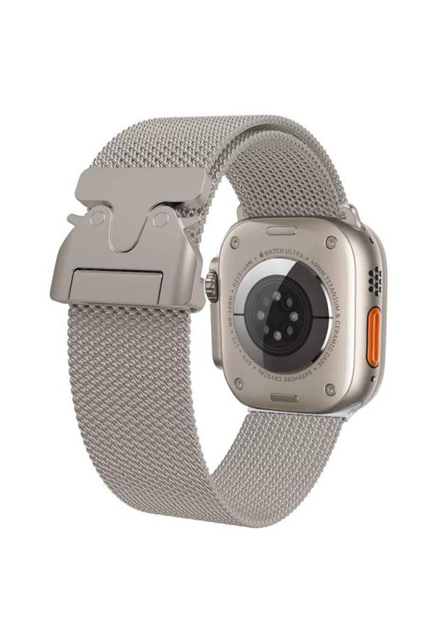 Kılıftech Apple Watch 10 42Mm Zore Krd-25 Metal Hasır Kordon-Gri - Image 1