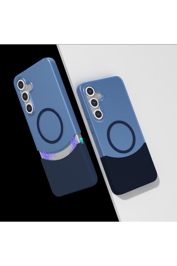 Zore Galaxy S25 Plus Kılıf M-Safe Şarj Özellikli Mıknatıslı Emp Duble Kapak - Lacivert - Image 1
