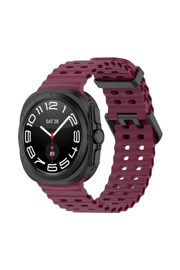 Kılıftech Galaxy Watch Ultra 47Mm Zore Krd-118 Tırtıklı Tasarım Silikon Kordon-Koyu Kırmızı - Image 1