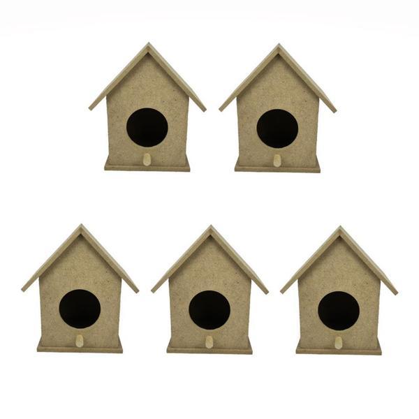 Küçük Boy Beşli Boyanabilir Ahşap Kuş Evi 13x10 Cm - Image 1
