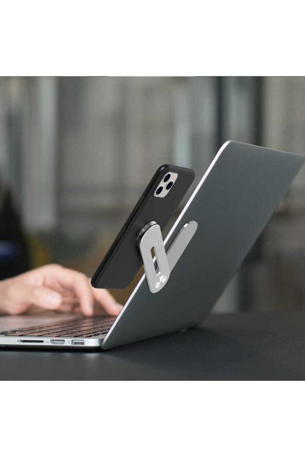 Kılıftech Zore Sj05 Laptop - Monitör Telefon Tutucu-Gümüş - Image 1