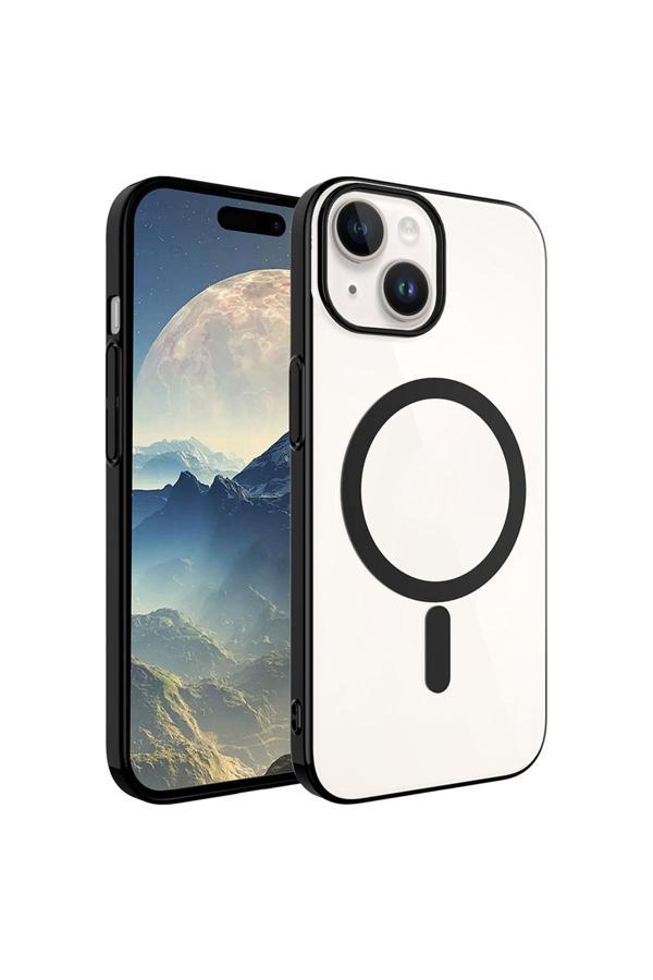 Kılıftech İphone 15 Uyumlu Zore Wireless Şarj Özellikli Pixel Magsafe Kılıf-Siyah - Image 1