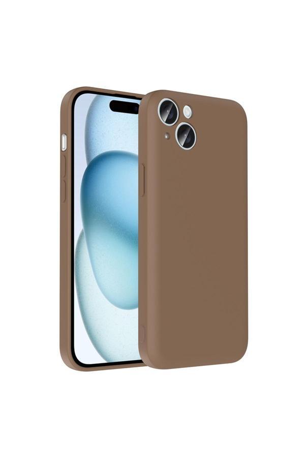 Kılıftech İphone 15 Plus Kılıf Kamera Korumalı Kartlık Hazneli Kth Vitra Kapak - Kahverengi - Image 1