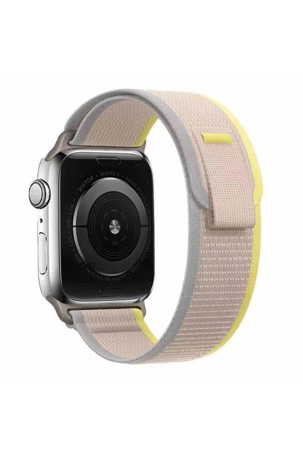 Göktuğ Aksesuar Watch 10 42Mm Uyumlu Zore Krd-77 Hasır Kordon-Beyaz-Sarı - Image 1