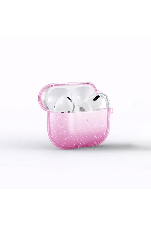 Kılıftech Air-Pods 3. Nesil Zore Allstar Airbag 32 Parlayan Simli Saydam Renkli Kılıf-Pembe - Image 1