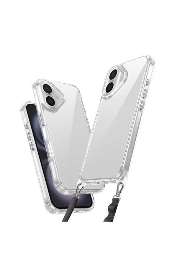 Kılıftech İphone 16 Kılıf Aihttgli Takılabilir Askı Aparatlı Zore Snap Silikon Kapak-Şeffaf - Image 1