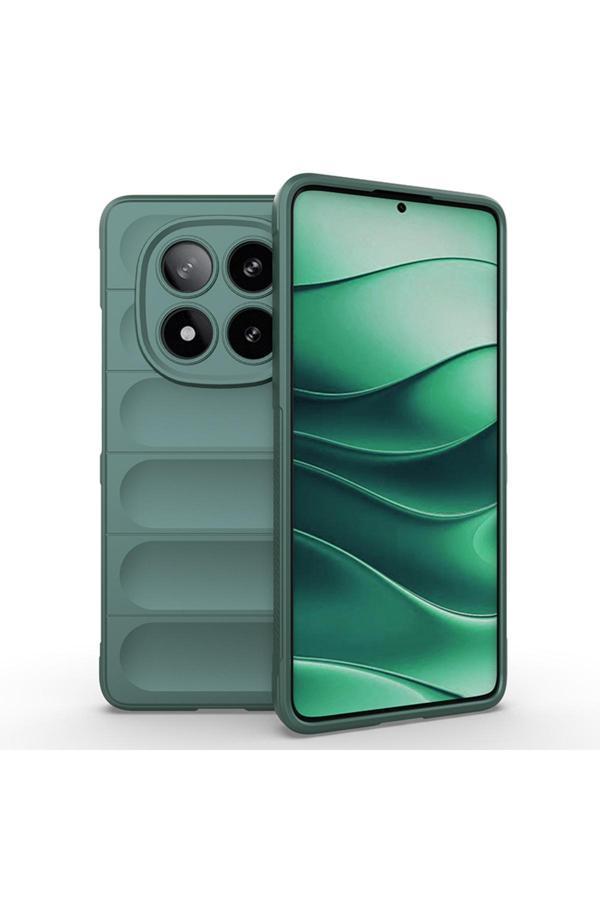 Kılıftech Redmi Note 14 Pro 4G Kılıf Esnek Tpu Oyuklu Arka Yüzey Tasarımlı Kth Etnik Silikon Kapak - Koyu Yeş - Image 1