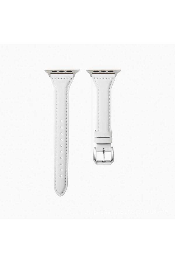 Kılıftech Watch 42Mm Uyumlu Krd-28 Deri Zore Kordon-Beyaz - Image 1
