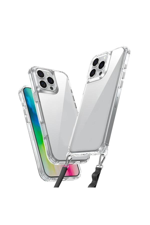 Kılıftech İphone 16 Pro Kılıf Aihttgli Takılabilir Askı Aparatlı Zore Snap Silikon Kapak-Şeffaf - Image 1