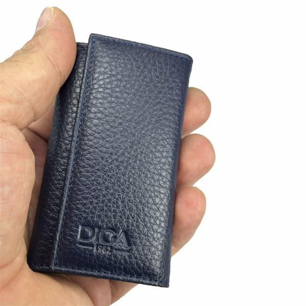 Hakiki Deri Organizer Dikey Avuçiçi Anahtarlık Lacivert - Image 1