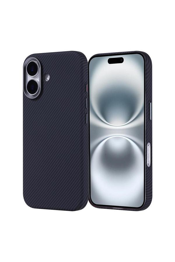 Kılıftech İphone 16 Kılıf Magsafe Şarj Özellikli Karbon Fiber Görünümlü Zore Nekst Kapak - Siyah - Image 1