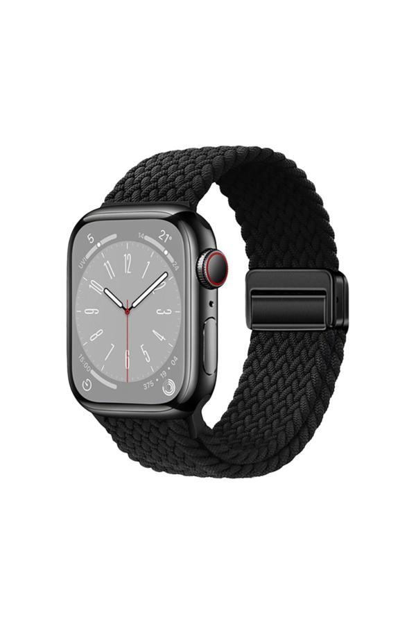 Zore Watch 10 46Mm Zore Krd-134 Örgü Tasarımlı Hasır Kordon Strap Kayış - Siyah - Image 1