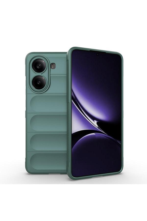 Kılıftech Poco X7 Pro Kılıf Esnek Tpu Oyuklu Arka Yüzey Tasarımlı Kth Etnik Silikon Kapak - Koyu Yeşil - Image 1