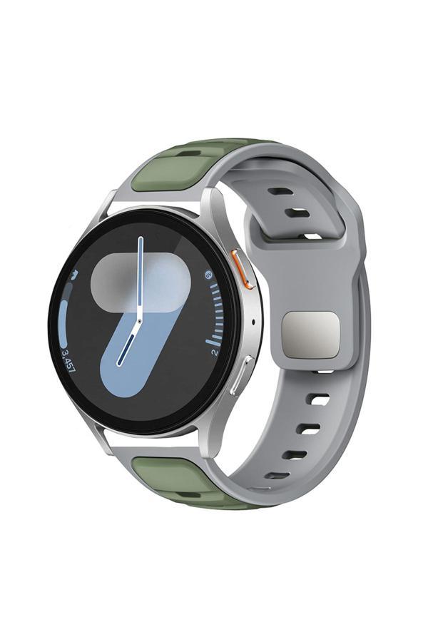 Kılıftech Galaxy Watch 46Mm Zore Krd-135 22Mm Silikon Kordon Strap Kayış - Açık Yeşil-Gri - Image 1