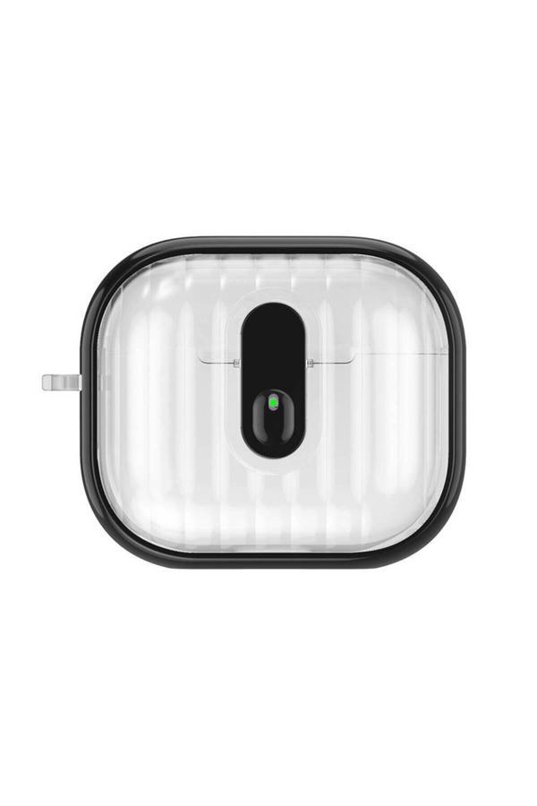 Kılıftech Air-Pods 4 Kılıf Kenarları Renkli Şeffaf Dilimli Silikon Zore Airbag 40 Kılıf-Siyah - Image 1