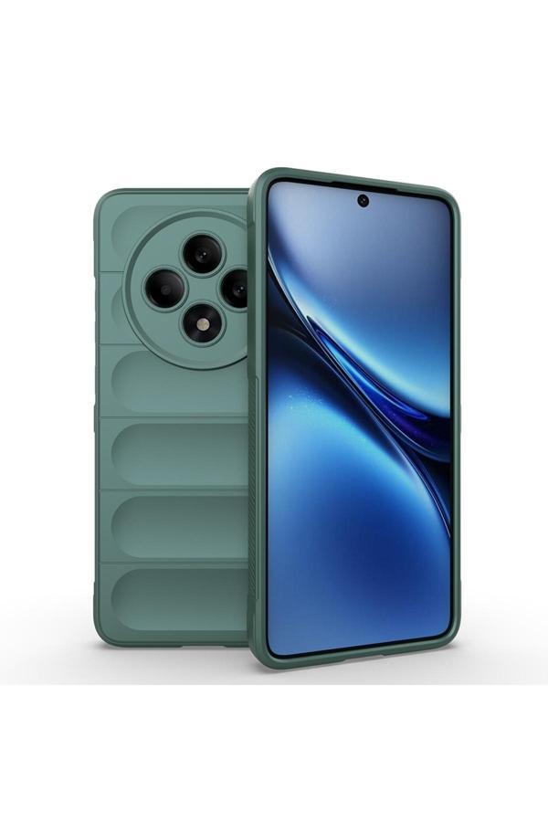 Kılıftech Reno 11Fs Kılıf Esnek Tpu Oyuklu Arka Yüzey Tasarımlı Kth Etnik Silikon Kapak - Koyu Yeşil - Image 1