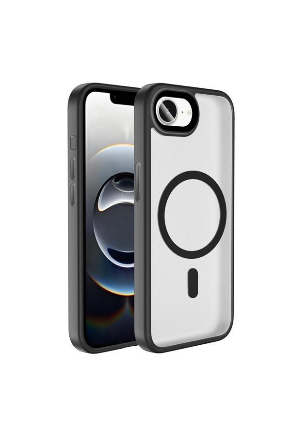 Kılıftech İphone 16E Kılıf Mat Arka Yüzey Wireless Şarj Özellikli Zore Flet Magsafe Kapak - Siyah - Image 1