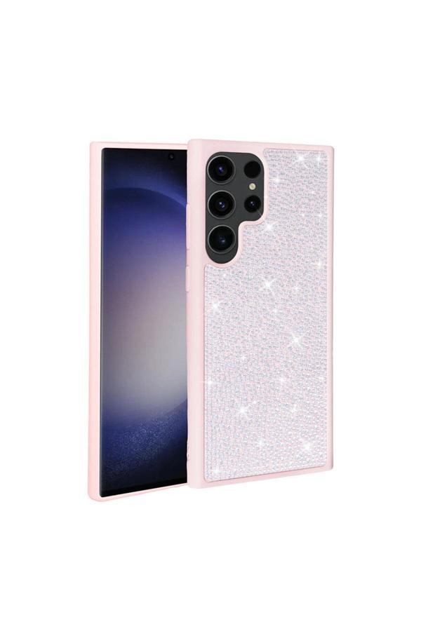 Kılıftech Galaxy S23 Ultra Uyumlu Parlak Taşlı Tasarım Zore Ston Kılıf-Pembe - Image 1