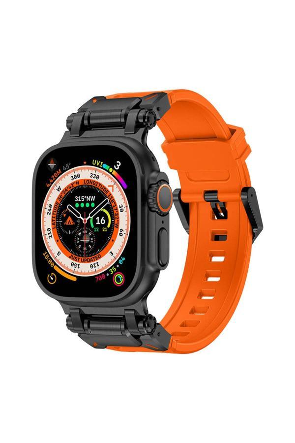 Doping Digital Watch Ultra 49Mm Uyumlu Clo- Krd-101 Titanyum Metal Başlıklı Silikon Kordon-Siyah-Starlight - Image 1