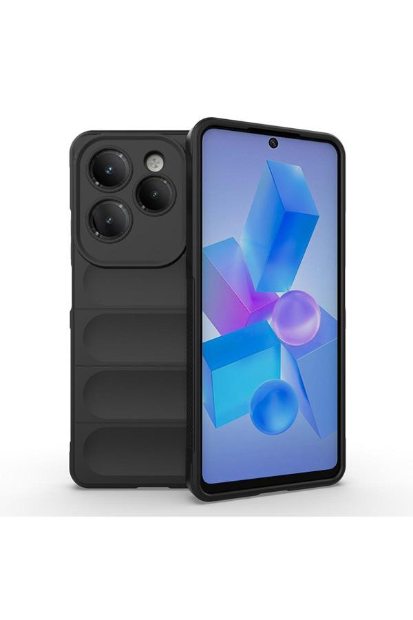 Kılıftech İnfinix Hot 40 Pro Kılıf Esnek Tpu Oyuklu Arka Yüzey Tasarımlı Kth Etnik Silikon Kapak - Siyah - Image 1