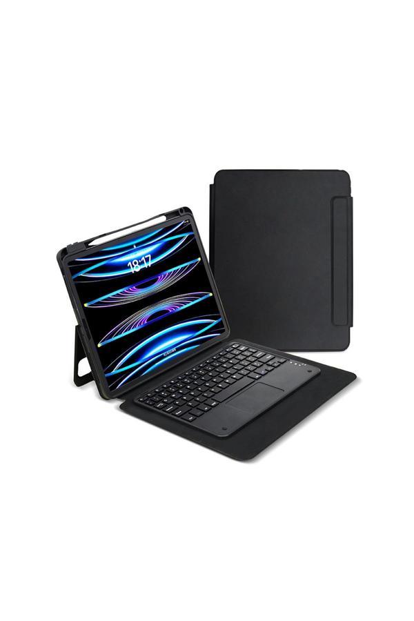 Kılıftech İpad Pro 13 2024 Zore Border Keyboard Bluetooh Bağlantılı Standlı Klavyeli Tablet Kılıfı - Siyah - Image 1