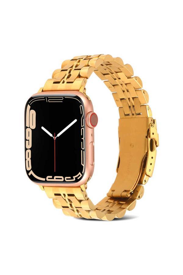 Kılıftech Watch 7 45Mm Uyumlu Krd-54 Metal Zore Kordon-Gold - Image 1