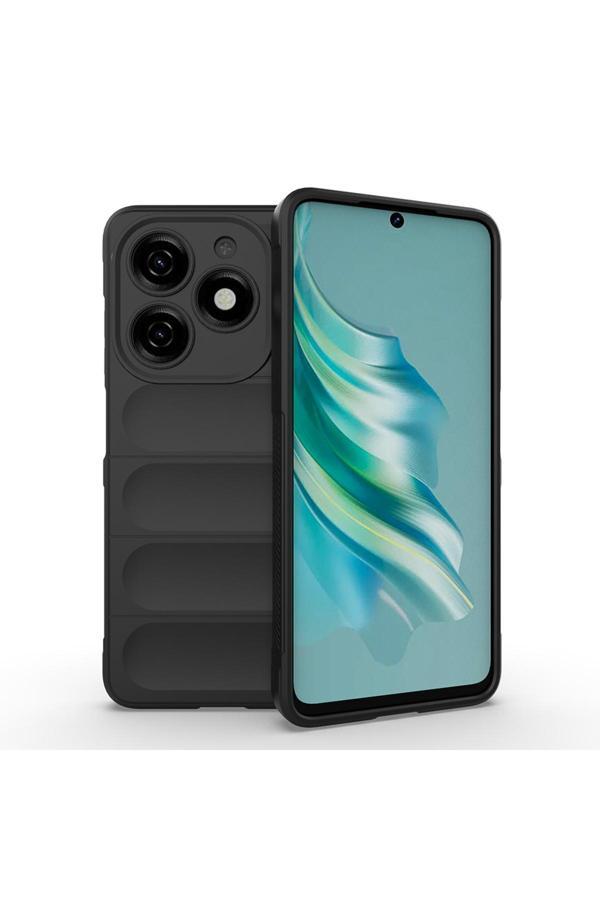 Kılıftech Tecno Spark 20C Kılıf Esnek Tpu Oyuklu Arka Yüzey Tasarımlı Kth Etnik Silikon Kapak - Siyah - Image 1