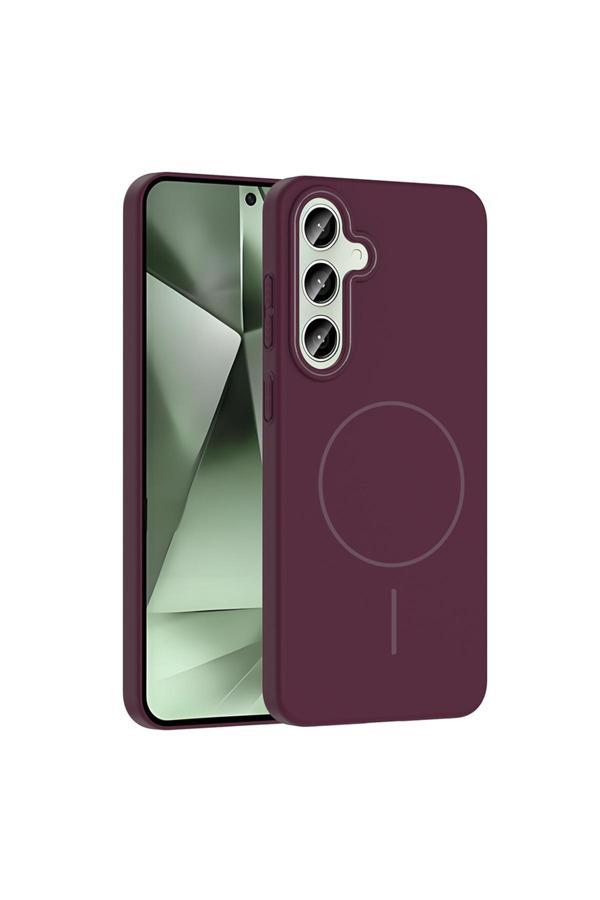 Kılıftech Galaxy S24 Fe Kılıf Magsafe Şarj Özellikli Zore Ruby Silikon Kapak - Mürdüm - Image 1