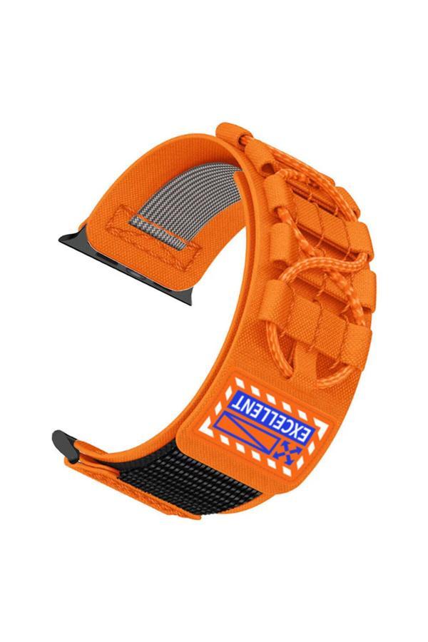 Fly Gifts Apple Watch 7 41Mm Zore Krd-112 Orbital Örgülü Halat Tasarımlı Naylon Kumaş Hasır Kordon-Turuncu - Image 1