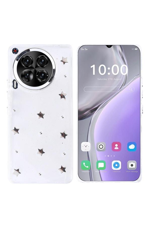 Kılıftech Tecno Camon 30 5G Kılıf Airbag Tasarımlı Simli Şeffaf Zore Kutup Kapak - Yıldız - Image 1