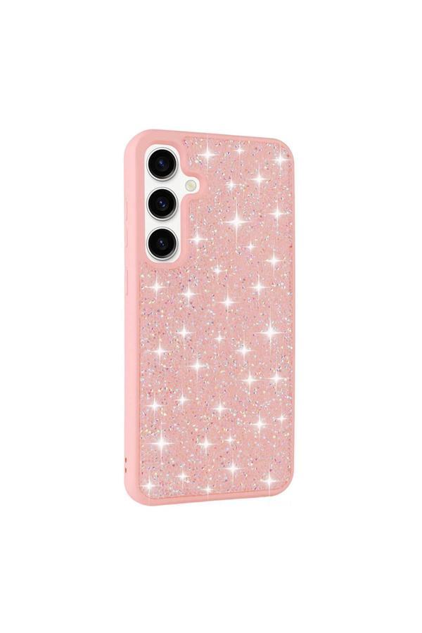 Kılıftech Galaxy S24 Plus Uyumlu Parlak Taşlı Tasarım Pırlanta Zore Kılıf-Pembe - Image 1