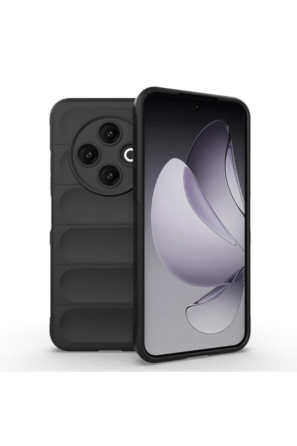 Kılıftech Tecno Spark 30C 4G Kılıf Esnek Tpu Oyuklu Arka Yüzey Tasarımlı Kth Etnik Silikon Kapak - Siyah - Image 1
