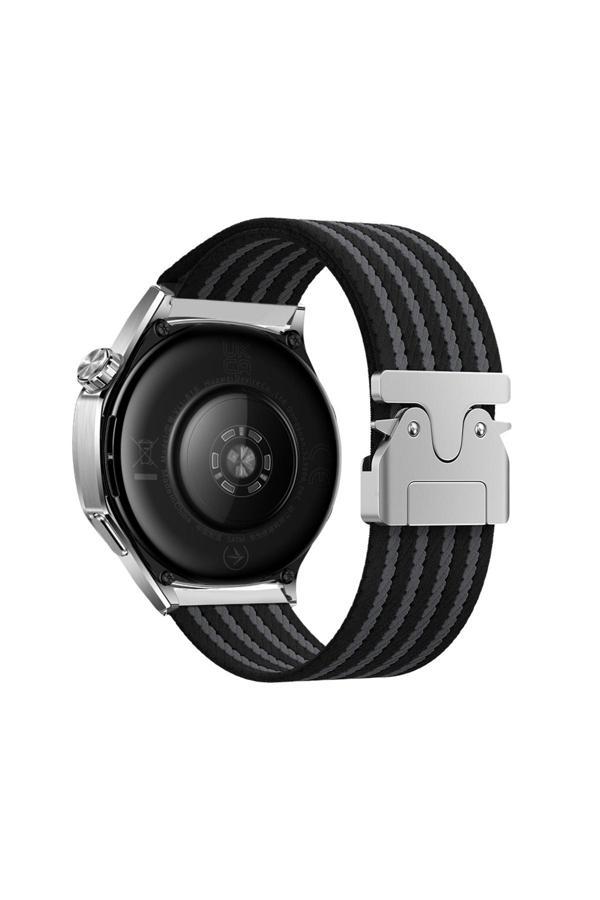 Eflink Huawei Honor Magic 2 46Mm Zore Krd-133 22Mm Naylon Kumaş Hasır Örgülü Kordon - Siyah - Image 1