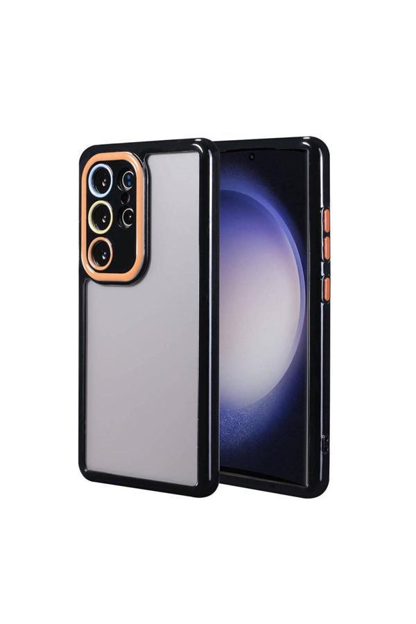 Kılıftech Galaxy S23 Ultra Kılıf Kamera Korumalı Renkli Kenar Ve Çerçeve Tasarımlı Zore Vitamin Kapak-Siyah - Image 1