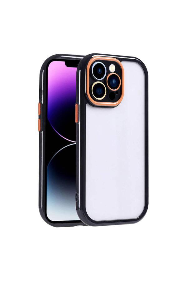 Kılıftech İphone 14 Pro Max Kılıf Kamera Korumalı Renkli Kenar Ve Çerçeve Tasarımlı Zore Vitamin Kapak-Siyah - Image 1