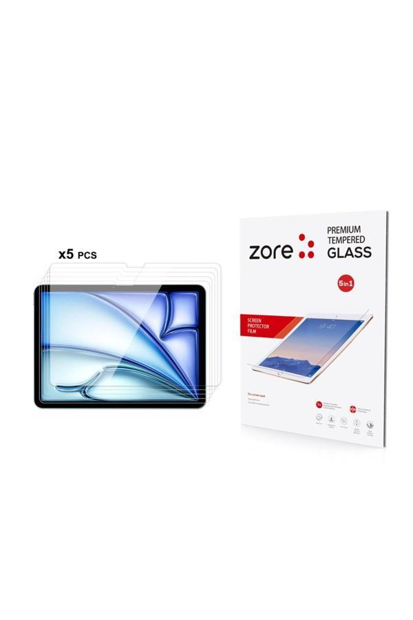 Kılıftech İpad Air 11 2024 Uyumlu Zore 5İn1 Tablet Temperli Cam Ekran Koruyucu-Şeffaf - Image 1