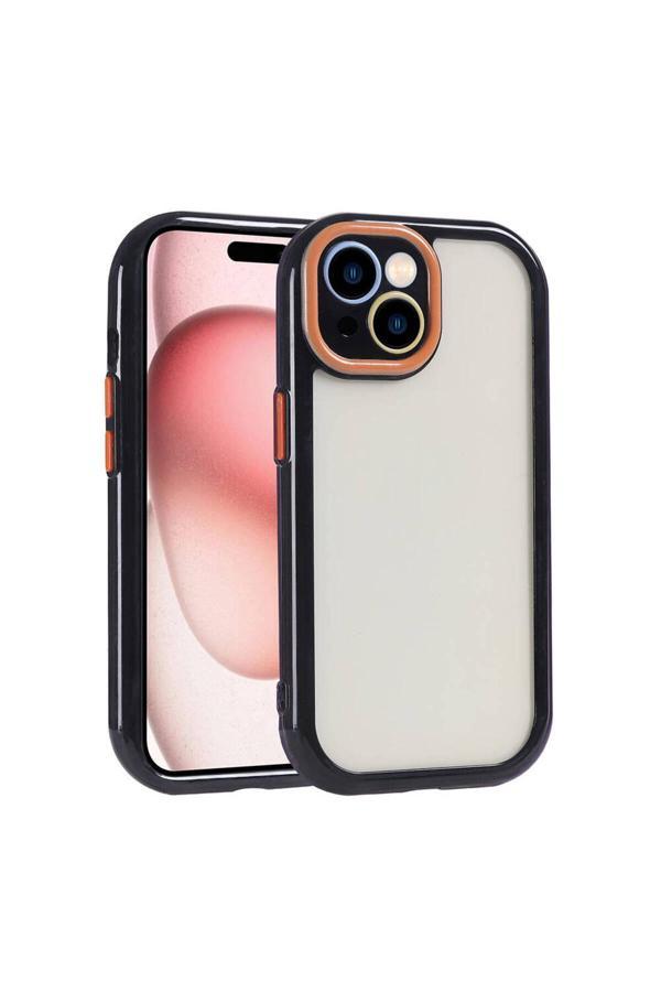 Kılıftech İphone 15 Kılıf Kamera Korumalı Renkli Kenar Ve Çerçeve Tasarımlı Zore Vitamin Kapak-Siyah - Image 1