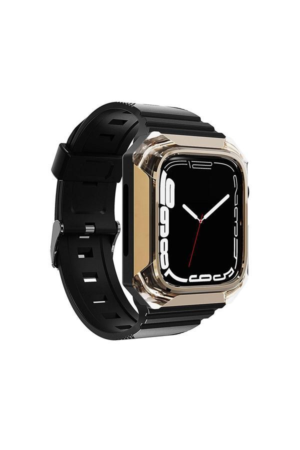 Kılıftech Watch 40Mm Uyumlu Krd-88 Sert Pc Kasa Koruyuculu Uyumlu Zore Kordon-Gold - Image 1