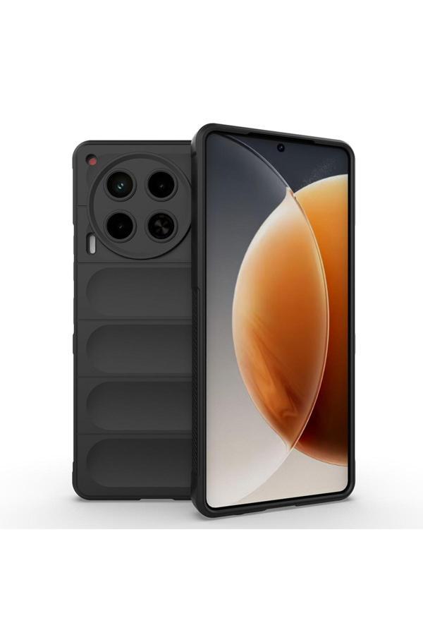Kılıftech Tecno Camon 30 4G Kılıf Esnek Tpu Oyuklu Arka Yüzey Tasarımlı Kth Etnik Silikon Kapak - Siyah - Image 1