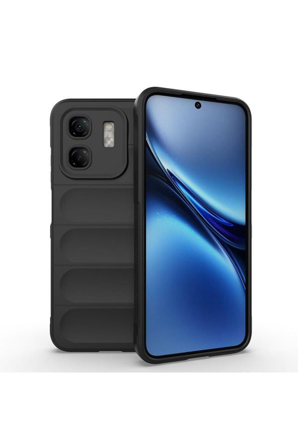 Kılıftech İnfinix Hot 50İ 4G Kılıf Esnek Tpu Oyuklu Arka Yüzey Tasarımlı Kth Etnik Silikon Kapak - Siyah - Image 1